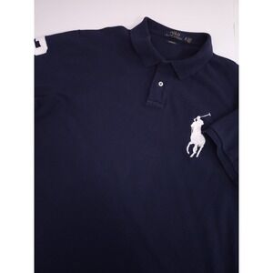 Polo Ralph Lauren Men's Big Pony Cotton Knit Polo Shirt Navy Custom Fit XL
